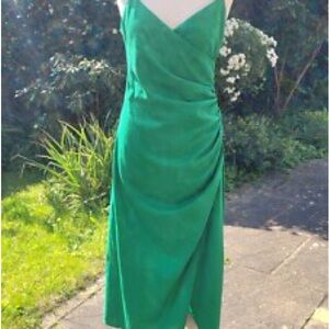 ZARA LINEN BLEND CAMISOLE DRESS SS22 GREEN | 8372/088. Size XL